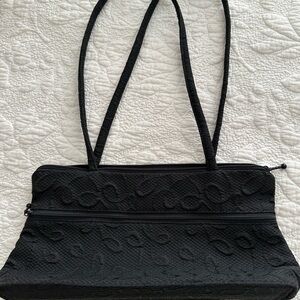 Chic Black Textured Shoulder Bag